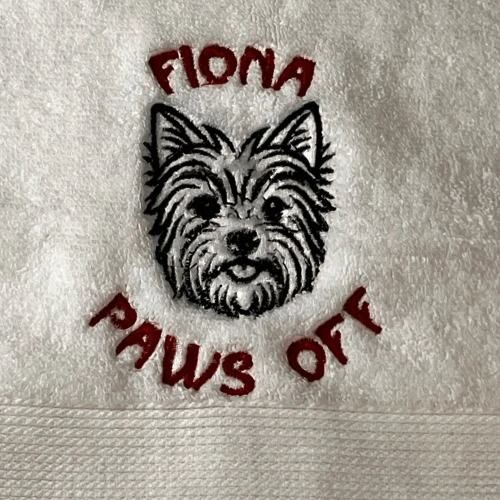 Hand Personalized Embroidered Pet Hand Towel with your Pet’s name. Dog cat fish